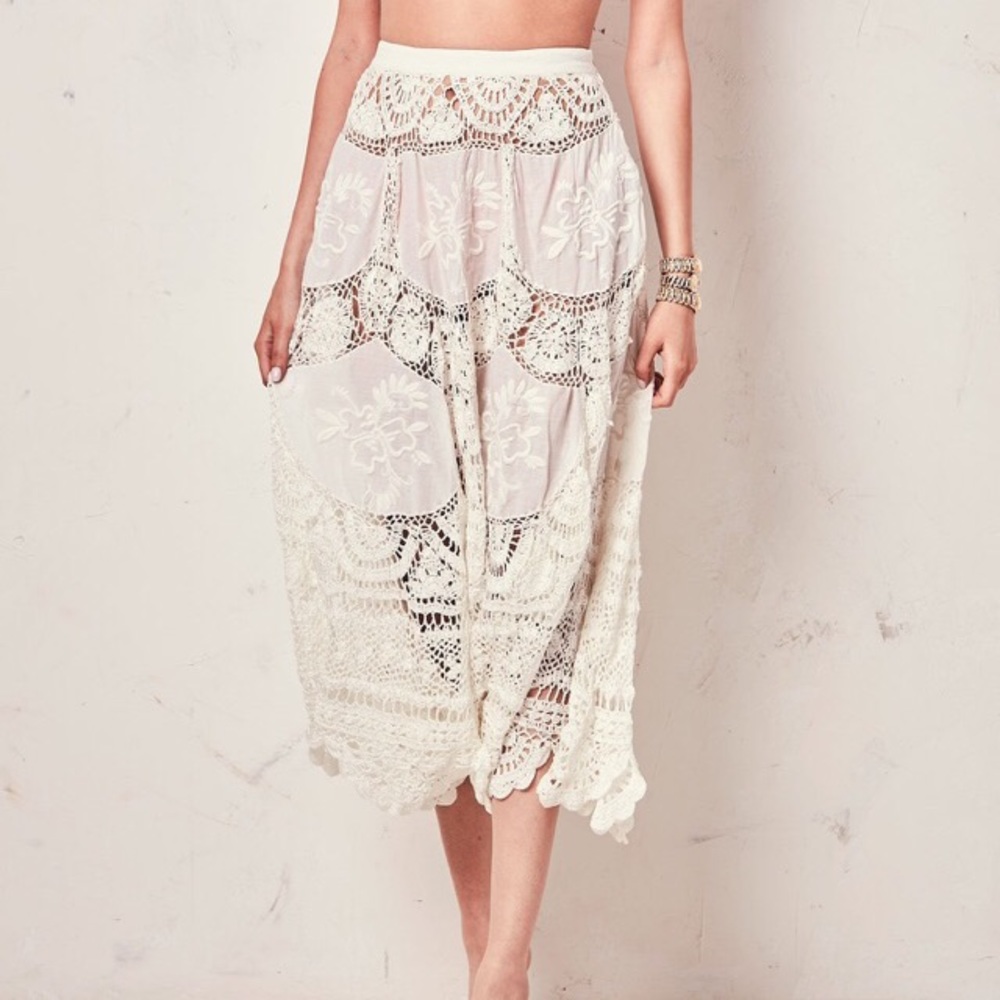 LoveShackFancy Antique White Drew Skirt SzM NWT!!